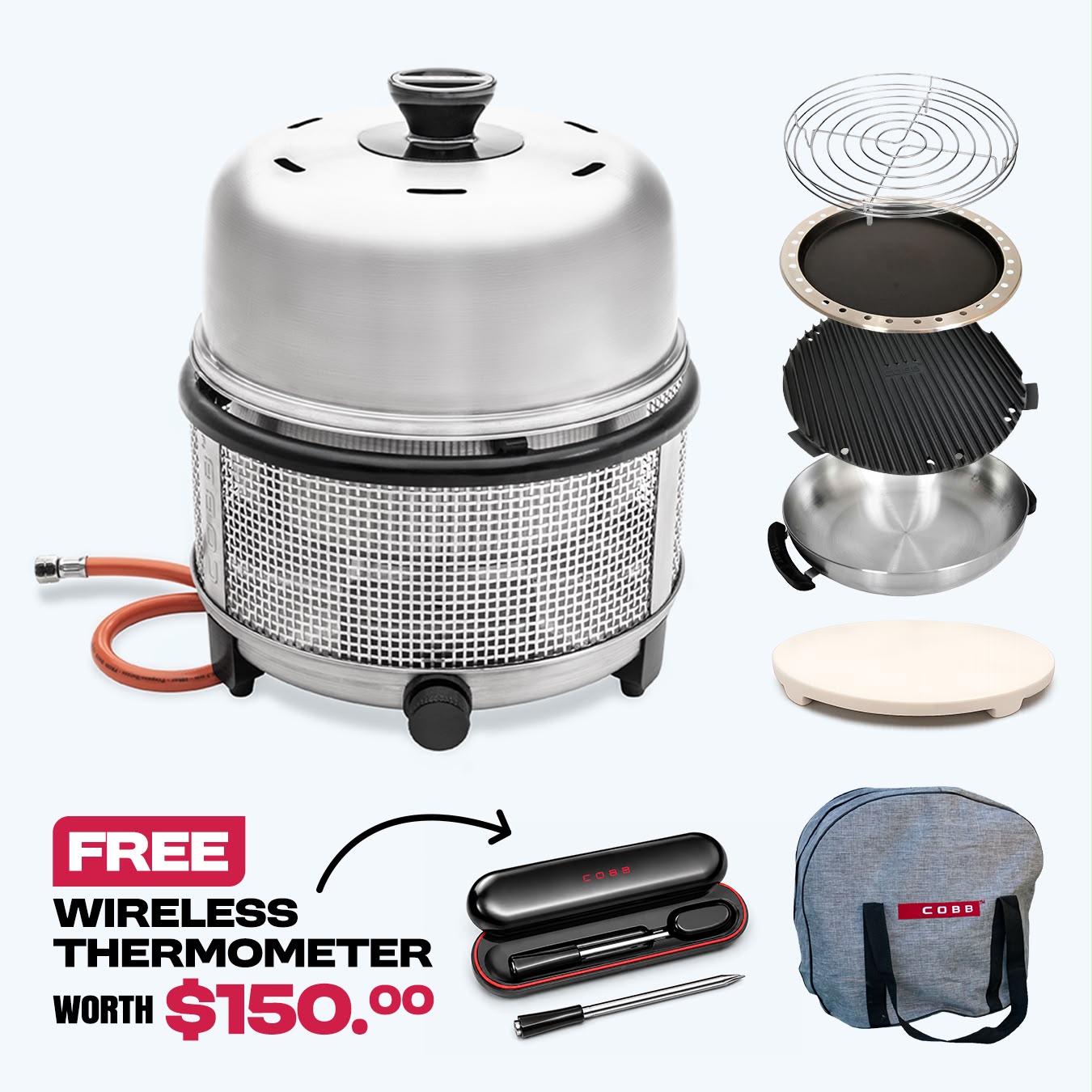 COBB Grill Gas+ Everything Bundle (LPG) + FREE $150 Wireless Thermometer